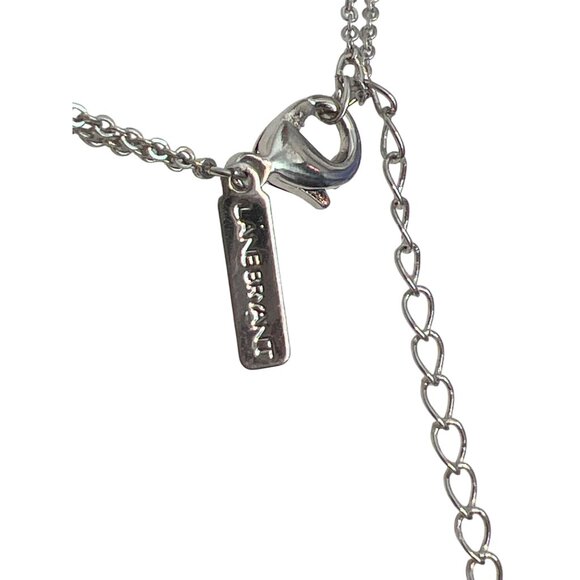 Lane Bryant Silver Tone Y Necklace Rhinestone Stations Long Layered Dainty Adj - Picture 5 of 5